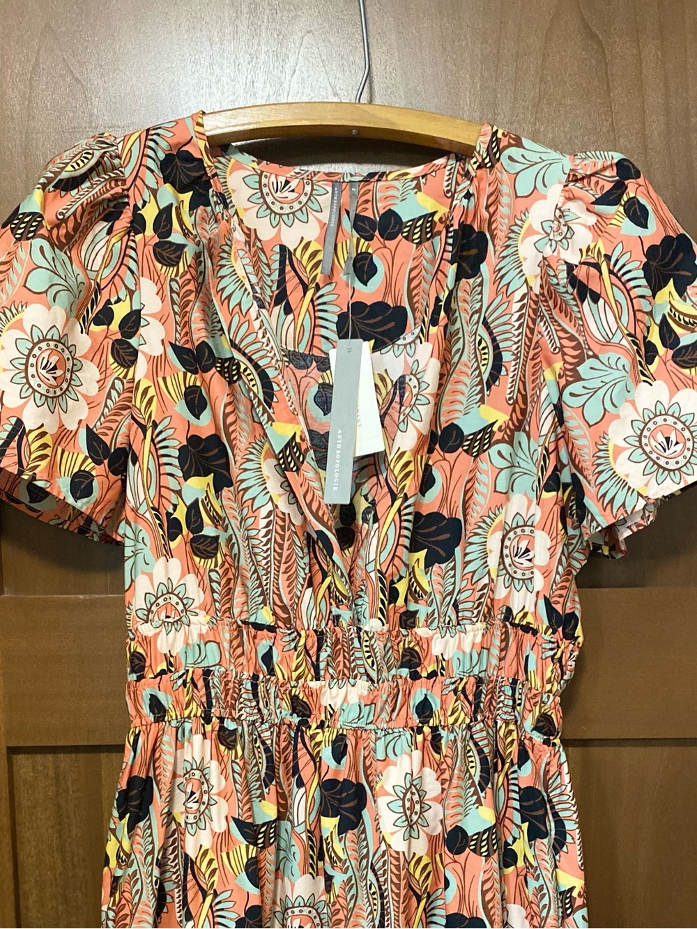 NWT Anthropologie Somerset Tiered Maxi Dress S Pastel Coral Floral Pockets Flowy - Picture 8 of 13